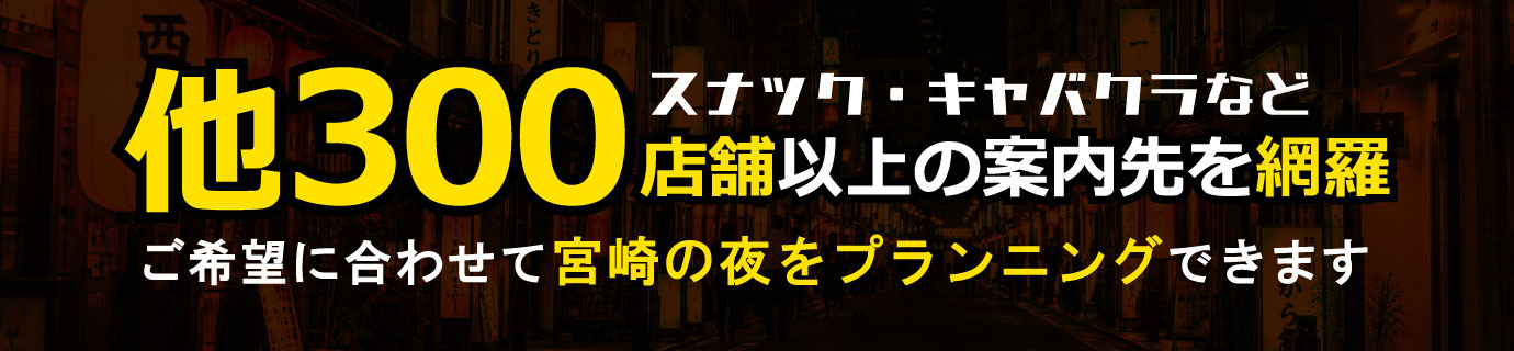 スナック・キャバクラなど他300店以上の案内先を網羅。ご希望に合わせて宮崎の夜をプランニングできます。